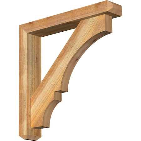 Ekena Millwork Balboa Craftsman Rough Sawn Bracket w/ Offset Brace, Western Red Cedar, 4"W x 22"D x 22"H BKT0402X22X22BOA04RWR